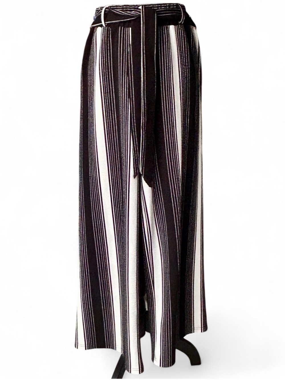 Sweet Rain Striped Waistband  Flare Pants S, Black & White Wide Leg .